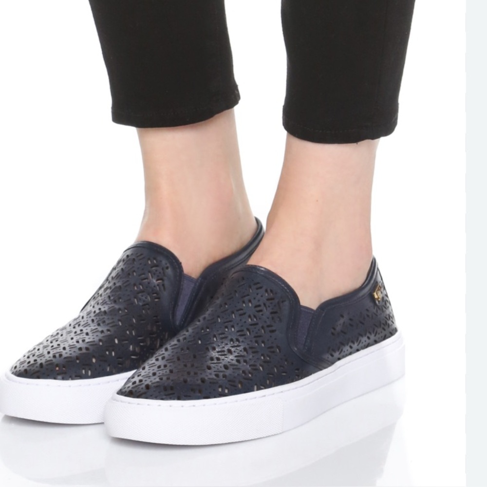 Tory Burch Lennon Perforated Slip On Sneakers 7.5M